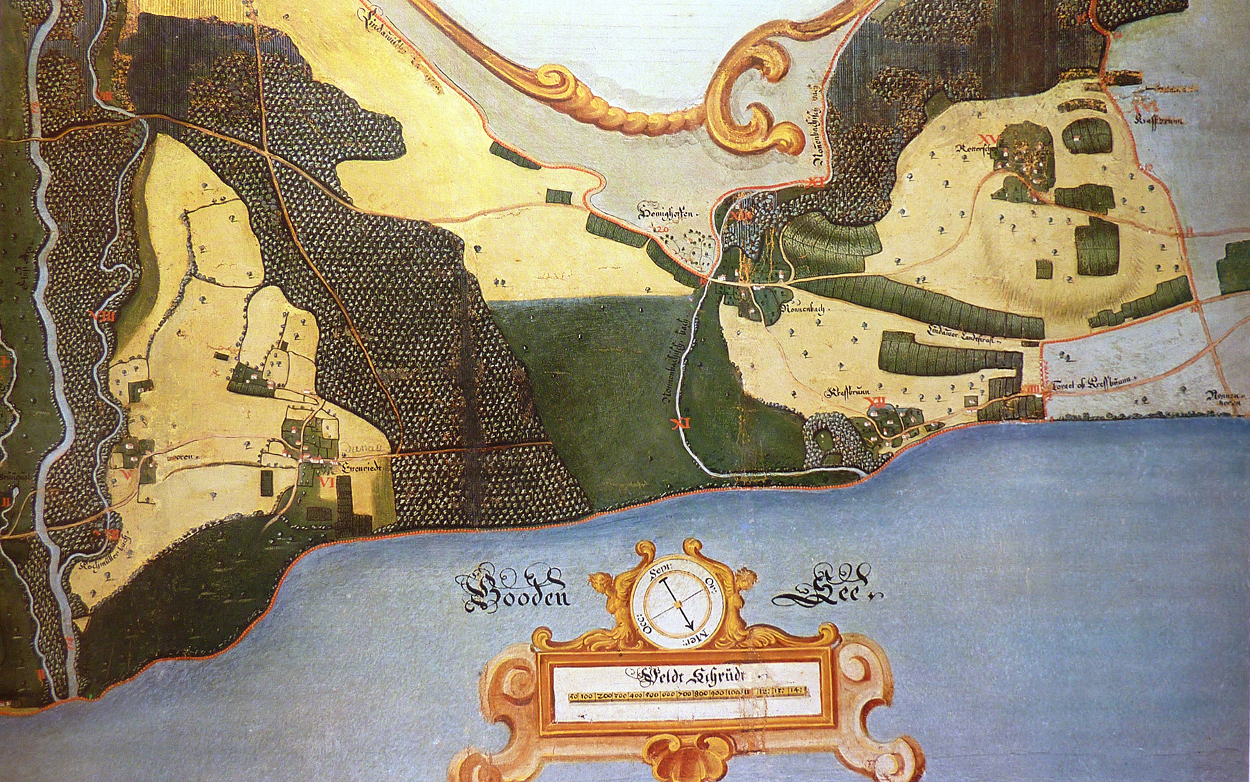 Das Amt Nonnenbach auf der Landtafel der Herrschaft Argen der Grafen